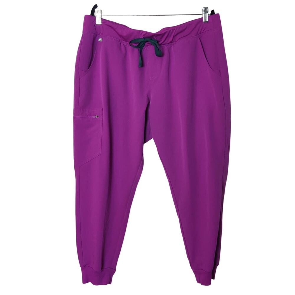 Figs Zamora High Waisted Jogger Scrubs Bright Fuchsia Pink XXL Petite Nursing